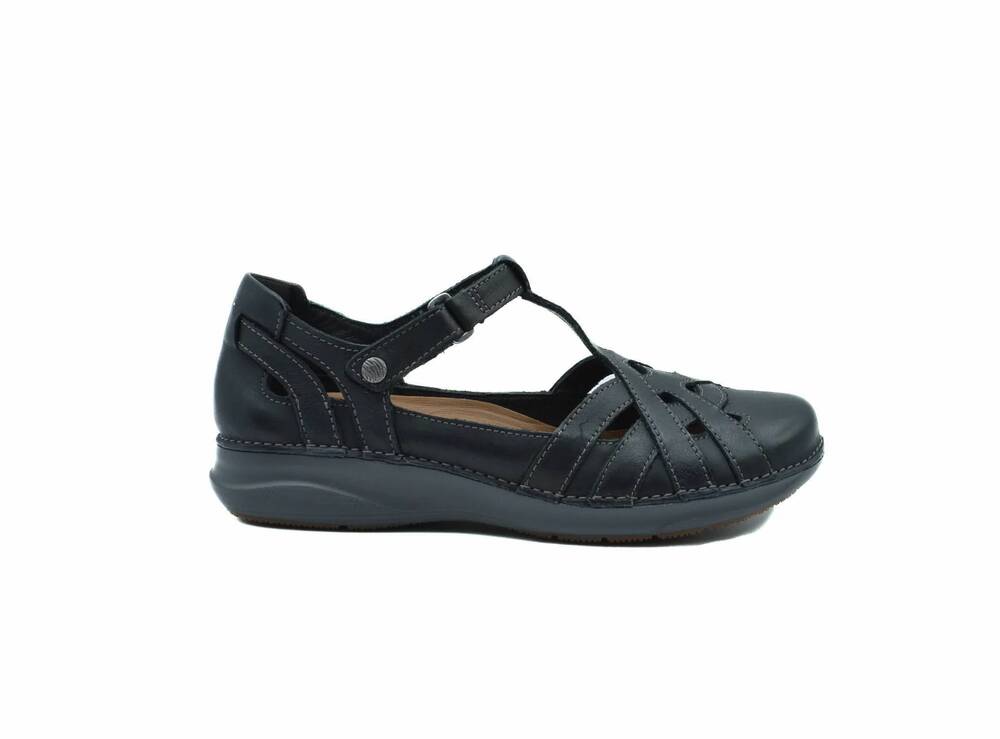 NEW CLARKS women's appley way mary jane flat shoes in black leather